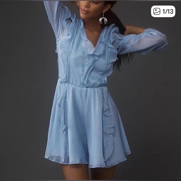 Anthropologie Pants - Anthropologie NWT Hutch Long Sleeve Frilled Romper small